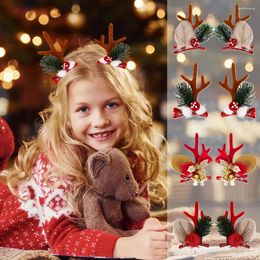 Hair Accessories 2pcs/Set Christmas Hairpin For Kid Girl Elk Ear Clip Santa Snowman Decora Kids Cosplay Headwear