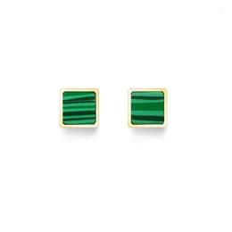 Stud Earrings 18K Gold Plated Square Emerald Earring Dainty Studs Green Stone Gift For Her Gemstone Bridesmaid