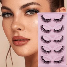 5 Pairs False Eyelashes, Natural Look Fluffy All-match Style, Wispy Big Eye Lashes Makeup Tool