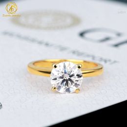 Classic Style 10k 14k 18k Gold S925 Sliver 2ct Vvs Moissanite Ring Prongs Setting Woman Fine Jewellery Wedding Rings