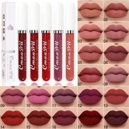 Lipstick 18 Colours Velvet Matte Lip Gloss Easy To Wear Long Lasting Waterproof Moisturising NonStick Cup Liquid Makeup 231207