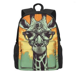Backpack Giraffe Animals With Sunglasses Retro University Backpacks Girl Casual High School Bags Quality Pattern Rucksack