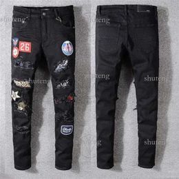 Amirs Mens Womens Designers Jeans Distressed Ripped Biker Slim Straight Denim for Men S Print Army Fashion Mans Skinny Pants 962