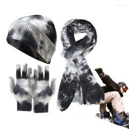 Bandanas Winter Knitted Gloves Cosy Knit Scarf Long Beanie Hat Set For Men Outdoor Sports Gift