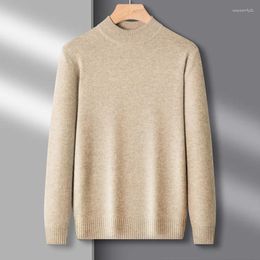 Men's Sweaters 2023 Autumn Winter Half Turtleneck Wool Sweater Casual Solid Color Layered Warm Base Knit Shirt Top Pullover