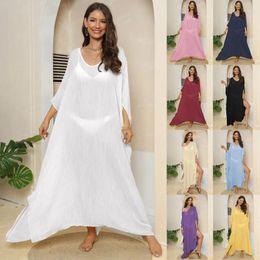 Women's Swimwear 9 Color Long Beachwear White Robe Woman Summer Beach Dresses Maxi Kimono Sarong Coverups Pink Holiday Outfits Dress