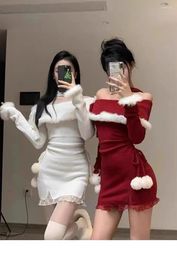 Women's Fur Christmas Halter Dress For Women In Autumn And Winter Wear With The Furred Birthday Knitted Trouser Skirt