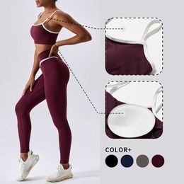 Lu Lu Yoga Outfit Color Splicing Top Fitness Female Sport Align Lemons Bras for Women Push Up High Quality Workout Underwear Sport Align Lemonswear Gym