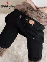 Women's Pants s Black Winter Velvet Pant High Waist Sweatpants Slim Fitness Trousers Ankle Thick Warm Pencil for Women Joggers 231206