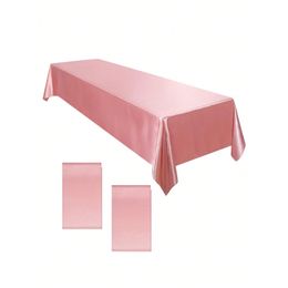 2pcs 145x260cm Party Tablecloth Cover For Wedding, Rectangular Shiny Tablecloth Fabric, Smooth Table Cover Decoration For Wedding, Banquet, Dining Table