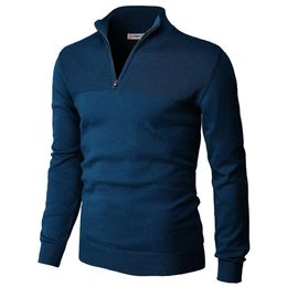 Polo Sweater Mens Casual Slim Fit Pullover Sweaters Long Sleeve Knitted Fabric Zip Up Mock Neck 712