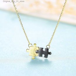 Pendant Necklaces Designer jigsaw design dual color s925 silver pendant necklace fashion trend women sexy collarbone chain plated Q231207