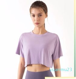 Yoga Outfit New Summer Loose Top Clothes Fitness Crewneck Short Sleeve T-Shirt Running Sports Smock Drop Delivery Outdoors