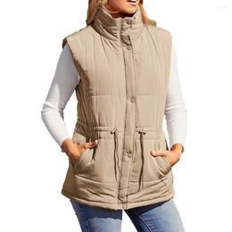 Women's Vests Comfy Fashion Jacket Coat Quilted Vest Waistcoat Waisted Tops Winter Women Zip Up Brand Lady Gilet Holiday