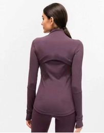 L-70 Autumn Winter New Zipper Jacket Quick-Drying outfit Yoga Clothes Long-Sleeve Thumb Hole Training Running Women Slim