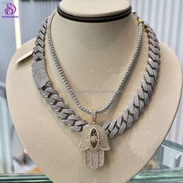 Dongsheng Jewellery Iced Out Pass Diamond Tester 18mm Vvs Moissanite Fine Necklaces Bracelet Mens Cuban Link Chain