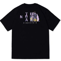 Tasarımcı Lüks Northface Classic 2023 Yeni Gevşek Çok yönlü gündelik Kuzey Yarım T-Shirt Kore Edition Trendy Pure Pamuk Kısa Kollu Erkek ve Kadın
