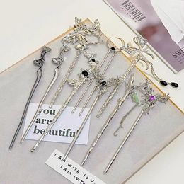 Hair Clips Fashion Punk Metal Geometric Liquid Butterfly Sticks Hairpin 2023 Trendy Vintage Female Simple Clasp Accessories