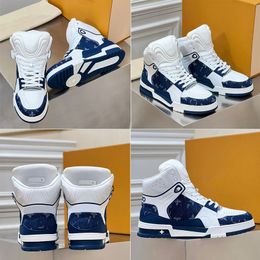 Designer Shoes High Top Sneakers Boots 1ABLS MEN Autumn Winter New high top flower patchwork shoes Fashion Luxury All match Basketball shoes