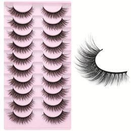10 pairs Fluffy 3D Mink Eyelashes - Elegant Short Cat Eye Style - Perfect for Women and Girls - 13mm