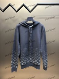 xinxinbuy Men designer Hoodie Sweatshirt Gradient letter woolen jacquard long sleeve women blue Black white gray XS-L