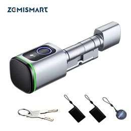 Smart Lock Zemismart Tuya BLE Smart Electronic Door Lock DIY Cylinder Core Fingerprint APP Keys IC Card Unlock for Home els Security 231206