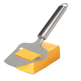 Cheese Tools LMETJMA Stainless Steel Cheese Slicer Heavy Duty Plane Cheese Cutter Non-Stick Cheese Slicer Knife Server KC0331 231207