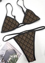 Sexy Triangle Beach Bra Set Classic Letters Lace Swimwear for Women Black Pink Tulle Embroidery Lingerie Underwear Split Bikinis2713168