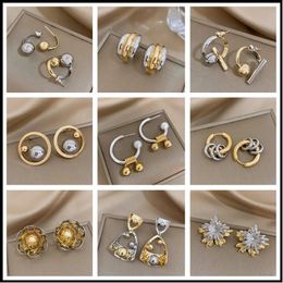 Dangle Chandelier AENSOA Multiple Minimalist Irregular Gold Silver Mix Color Round Flower Ball Pendant Earrings Statement Korea Geometric Jewelry 231208