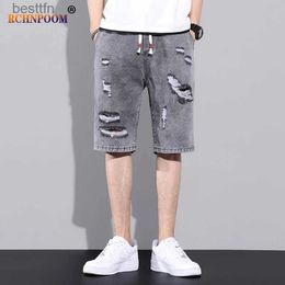 Men's Jeans 2023 Men Harajuku Denim Shorts Men Summer Casual Loose Shorts Ripped Hip Hop Berda Skate Denim Shorts High Quality Jeans BrandL231208