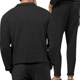 Men's Tracksuits 2023 Autumn Winter Coat Jacket Shirt Slim Fit Solid Turn-Down Collar Zip Up Blouse Coats Comfortable