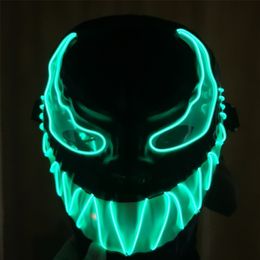 Party Masks Superhero Design Luminous Led Neon Cosplay Venom Movie Mask Halloween Horror Glowing Masquerade Carnival Costume Decoratio 231207