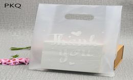 Gift Wrap 50PCS Translucent Thank You Print Plastic Bag Favour Jewellery Boutique Packaging Shopping Bags With Handle14154960