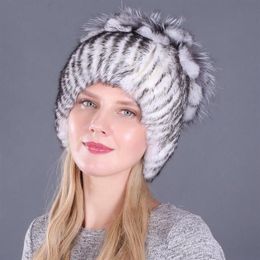 HT3268 High Quality Real Fur Hat Thick Warm Winter Hats for Women Beanie Hat Ladies Fur Ski Earflap Cap Skullies Beanies170m