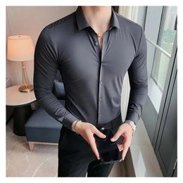 Men's Dress Shirts High-End White Business Shirt Silky Comfortable And Seamless.Men's Shirt. Men Long Sleeve T