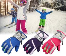 Children Boys Girls Snowmobile Winter Warm Ski Gloves Sports Waterproof Windproof Snow Mitten Adjustable Ski Strap Skiing Gloves6504351