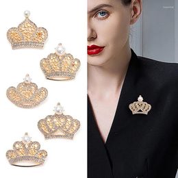 Brooches Fashion Crown Gold And Silver Colour Rhinestone Corsage Pins Dress Decoration Scarf Buckle Accessories For Women Jewellery