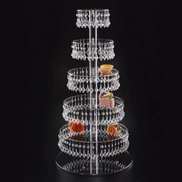 7 Tier Clear Round Acrylic Cupcake Stand Home Party Dessert Crystal Pendant Display Rack Wedding Table centerpieces Favors