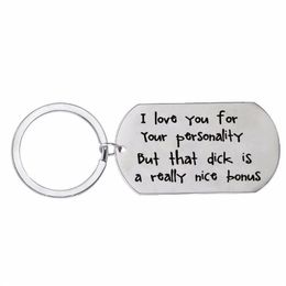 Keychains 12PC Lot I Love You Keychain Dog Tag Stainless Steel Keyring For Couple Girlfriend Boyfriend Wife Husband Key Chain Funn310m