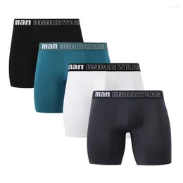 Underpants 4pcs Men Underwear Boxer Man Pack Sexy Panties Bamboo Fibre Boxers Knickers Long Undies Open Crotch Mid Length Briefs