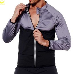 Sauna Jacket For Men Long Sleeve Sweat Top Fats Burner Workout Rapid Sweating Body Shaper Thin Thermo Sportwear Sport Gym