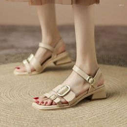 Dress Shoes 2023 Low Heels Sandals Women Fashiob Buckle Summer Casual Female Plus Size 33-43