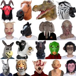 Party Masks Animal Head Mask Unicorn Horse Deluxe Novelty Halloween Costume Eagle Bird Carnival Full Face Prop 231207