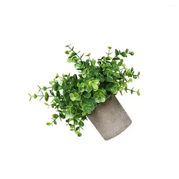Decorative Flowers Artificial Bonsai Potted Green Leaf Fake Plant Home Office Decoration