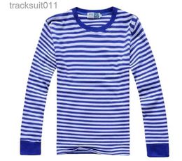 Men's T-Shirts Autumn Style Striped Men's Blue and White Striped T-shirt Long Sled Shirt O-neck Casual Full Tops Tees Shirts for Men L231208