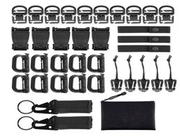 Hooks Rails 35Pcs Molle Attachments Bag Clip Strap Set Backpack Webbing For Vest Belt With Zippered Pouch7629344