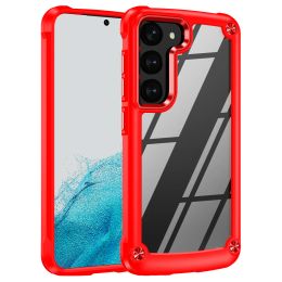 Shockproof Armour Bumper Phone Case For Samsung S24 S23 S22 S21 Plus Ultra FE A32 A12 A52 A54 A14 A15 5G Crystal Clear Plating PC Silicone Case Cover