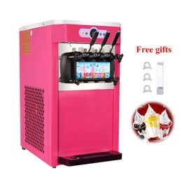 Soft Ice Cream Making Machine Desktop 3 Flavours Ice Cream Makers Commercial Stainless Steel Sweet Cone Vending Machine