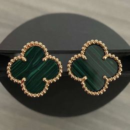 2023 Stud Stud Designer Clover Studs Earring Vintage Four Leaf Clover Charm Stud Earrings Back Mother-of-Pearl Stainless Steel Gold Studs Agate For Women Earring