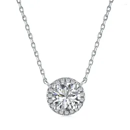 Chains Karloch S925 Sterling Silver Pendant Necklace Women's One Round Bag Inlaid With Simulated Diamond Ocean Star